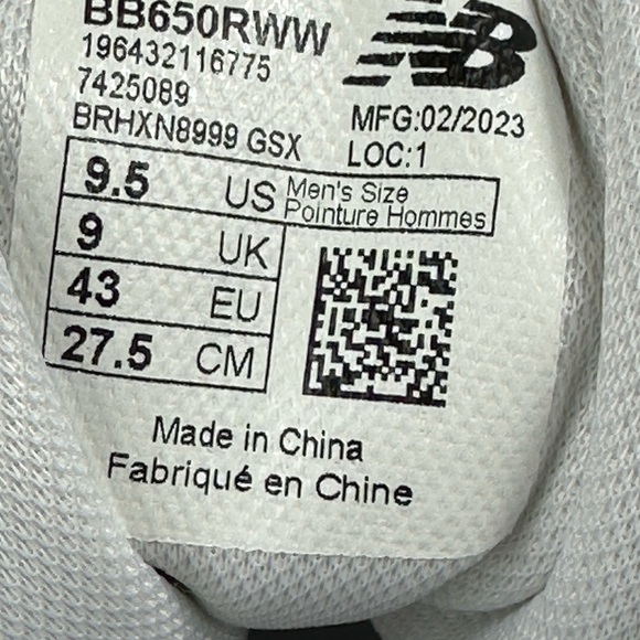 Men’s New Balance 650 Triple White Size 9.5 BB650RWW  New - Picture 8 of 9